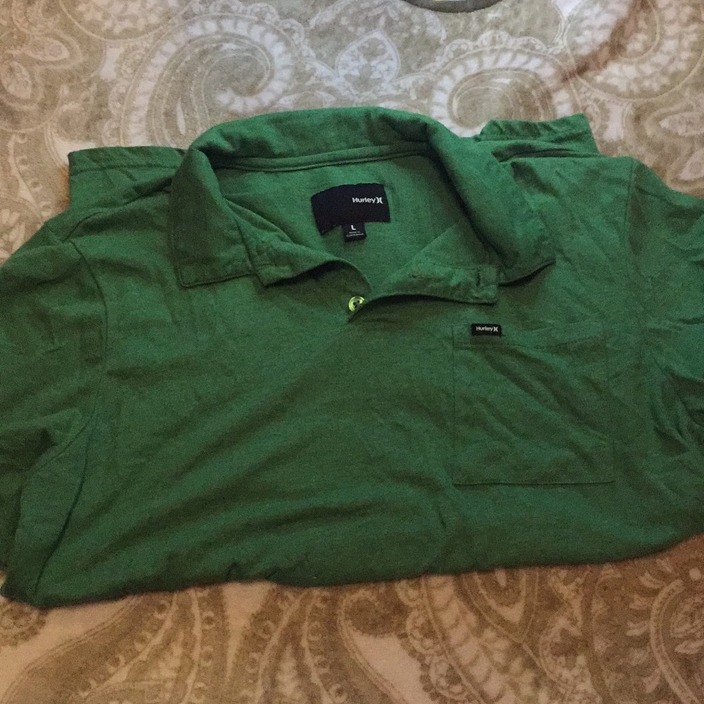 Men’s Green Collared Short Sleeve Hurley Shirt